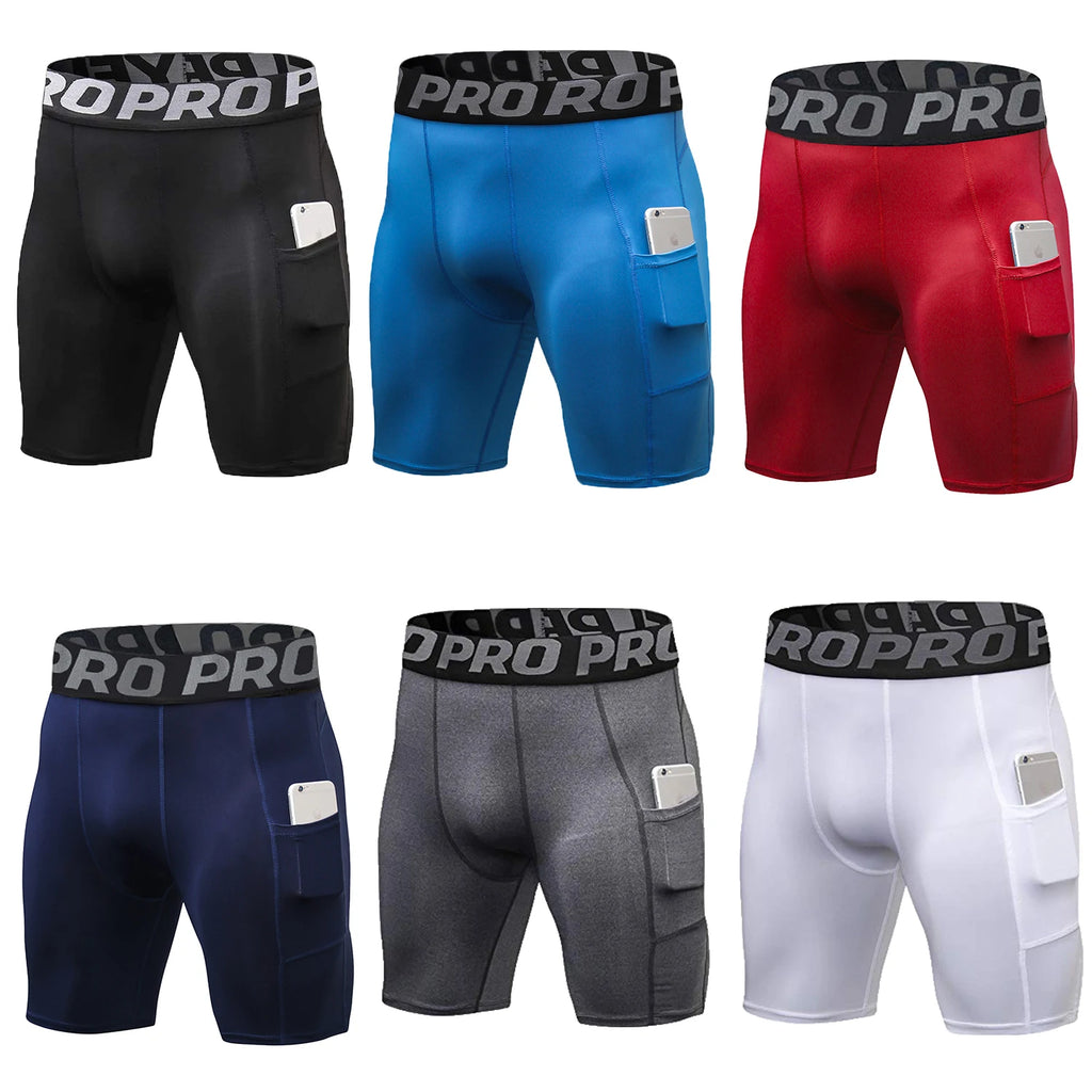 Mens Compression Shorts with Pockets Quick Dry for Athletic Running Shorts Spandex Shorts for Men