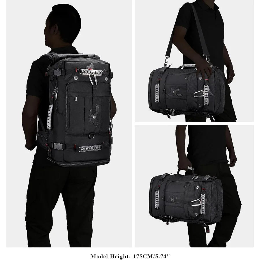 WITZMAN Travel Backpack for Men and Women Convertible Duffle Luggage Bag fit 17 Inch Laptop Carry On Bags for Airplane B681 Bla