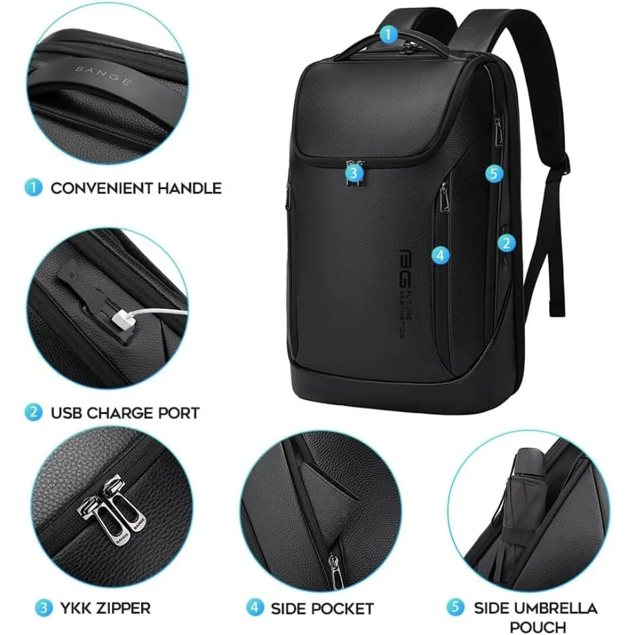 BANGE Business Smart Backpack Waterproof fit 15.6 Inch Laptop Backpack with USB Charging PortTravel Durable Backpack