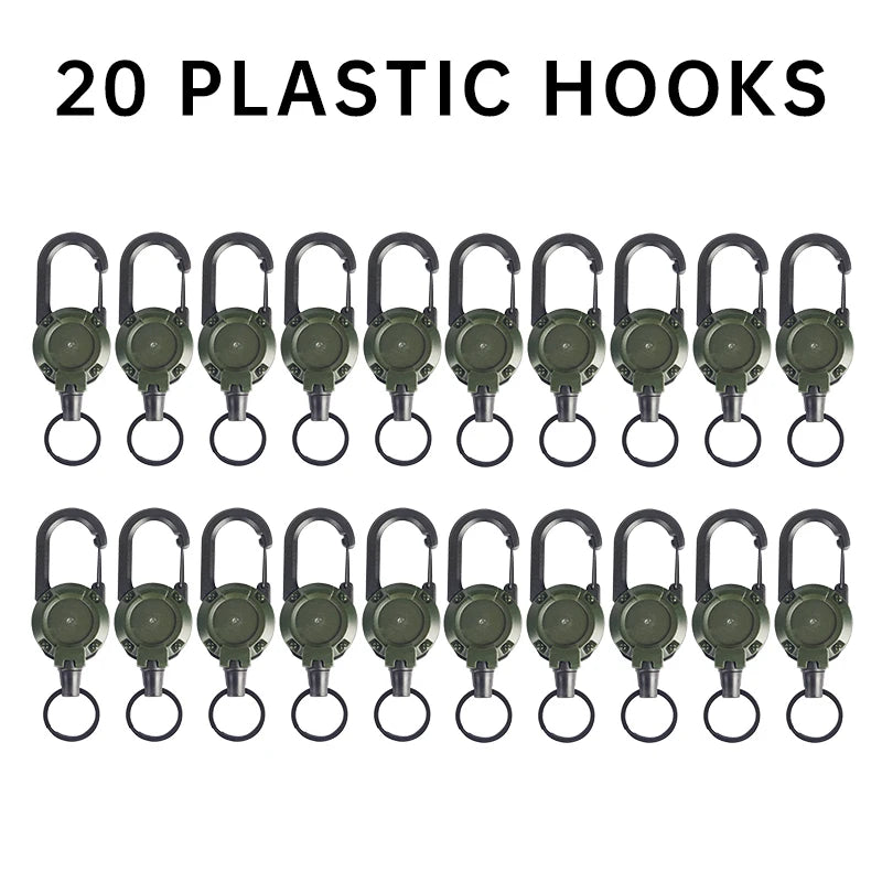 1-20PCS Outdoor Retractable Key Chain Mountaineering Buckle Key Chain Anti-loss Anti-theft High Rebound Metal Easy To Pull
