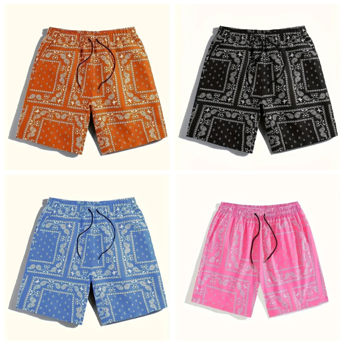 2025 Hot-selling New Retro Flower 3D Printing Casual Hawaiian Vacation Shorts Men's Outdoor Breathable Quick-drying Beach Shorts
