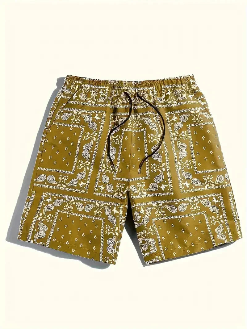 2025 Hot-selling New Retro Flower 3D Printing Casual Hawaiian Vacation Shorts Men's Outdoor Breathable Quick-drying Beach Shorts