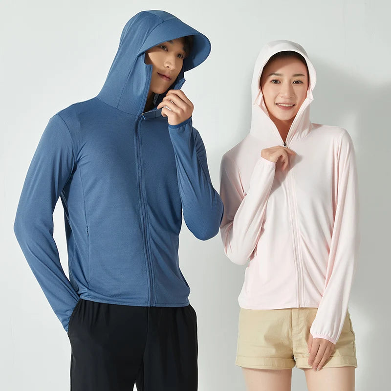 New High-quality Ice Silk Slim Fit Couple Sunscreen Suit Summer Ultra-thin Breathable Outdoor Sports UV Resistant Jacket