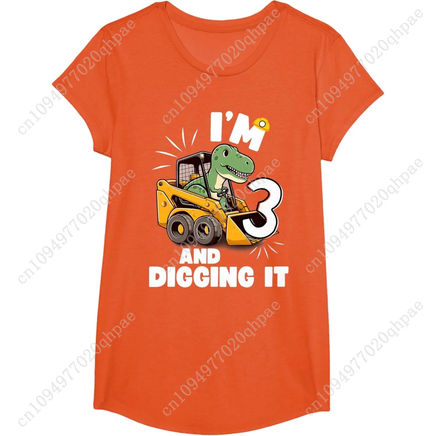 I'm 3 And Digging It 3rd Birthday Dinosaur Construction Boy T-Shirt