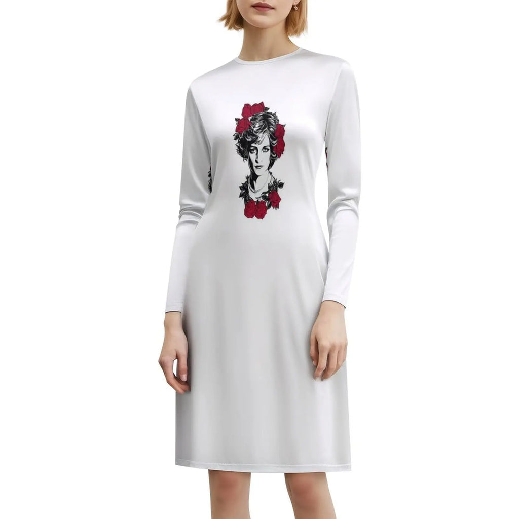 Red Roses-Princess Diana Korean Style Dress For Women Elegant Casual Dress For Party Or Daily Wear Princess Diana Diana