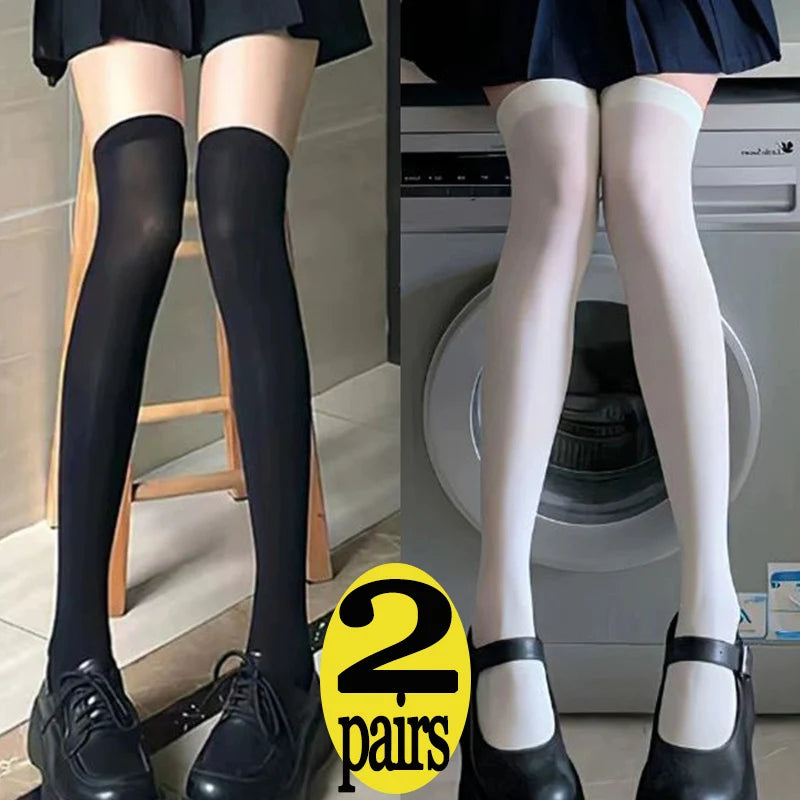 1/2pairs Sweet Over Knee Long Socks Women Girs Sexy Nylon Calf Socks Thigh High Stockings Legging JK Lolita Cosplay Tights