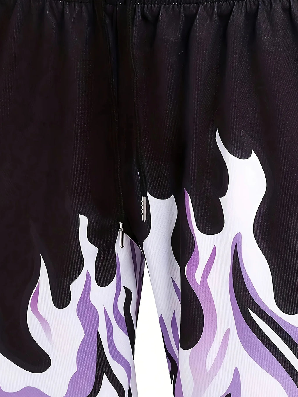 Summer men's comfortable breathable shorts with flame print pattern suitable for outdoor leisure travel wear