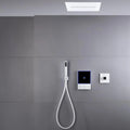 Smart Temperature Display 3 Function Thermostatic White Shower System Set with 16 Inch Large Bathroom Waterfall Rain Shower Head