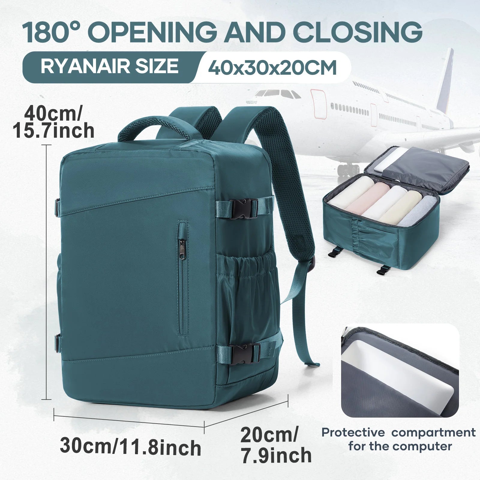 Under Seat Travel Backpack, Ryanair Wizzair 40x30x20 Airplane Travel Backpack, Men Business Laptop Backpack Carry-On Bag Package