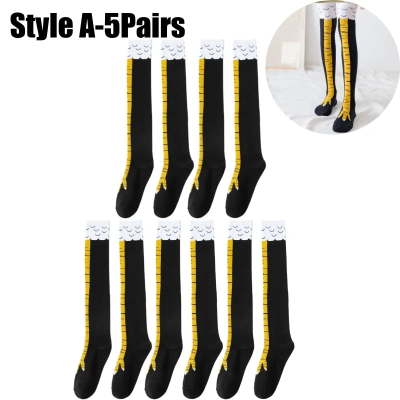 Funny Chicken Leg Socks for Adults Novelty Gifts for Halloween Party Knee High Slimming with Breathable Trendy Stockings