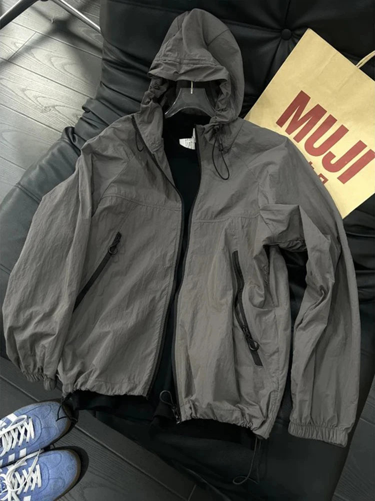 Lightweight Thin Ice Silk UV Protection Clothing for Men Summer Outdoor Sports Hooded Jaet Breathable Qui Dry Polyester F...