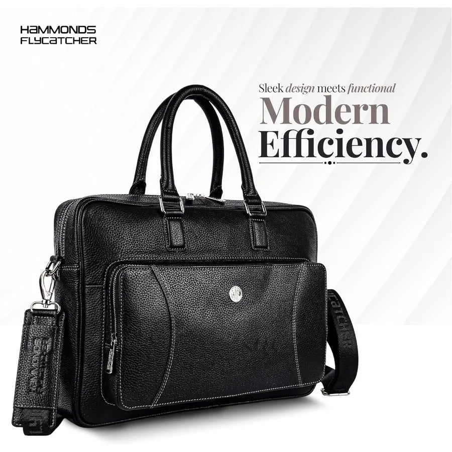 HAMMONDS FLYCATCHER Genuine Leather Laptop Bag for Men Padded 15.6" Laptop Sleeve Leather Messenger Bag for Men Briefcases