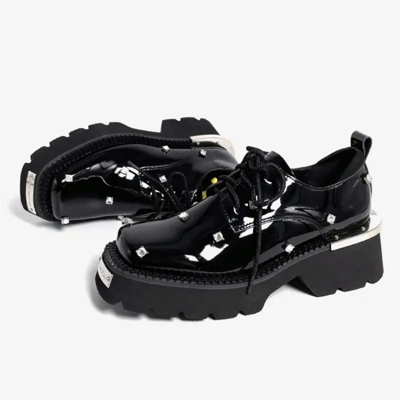 Women Loafers Crystal Platform Chunky Mary Janes Shoes 2025 Casual Sport Sandals Luxury Trend Sneakers Lace Up Woman