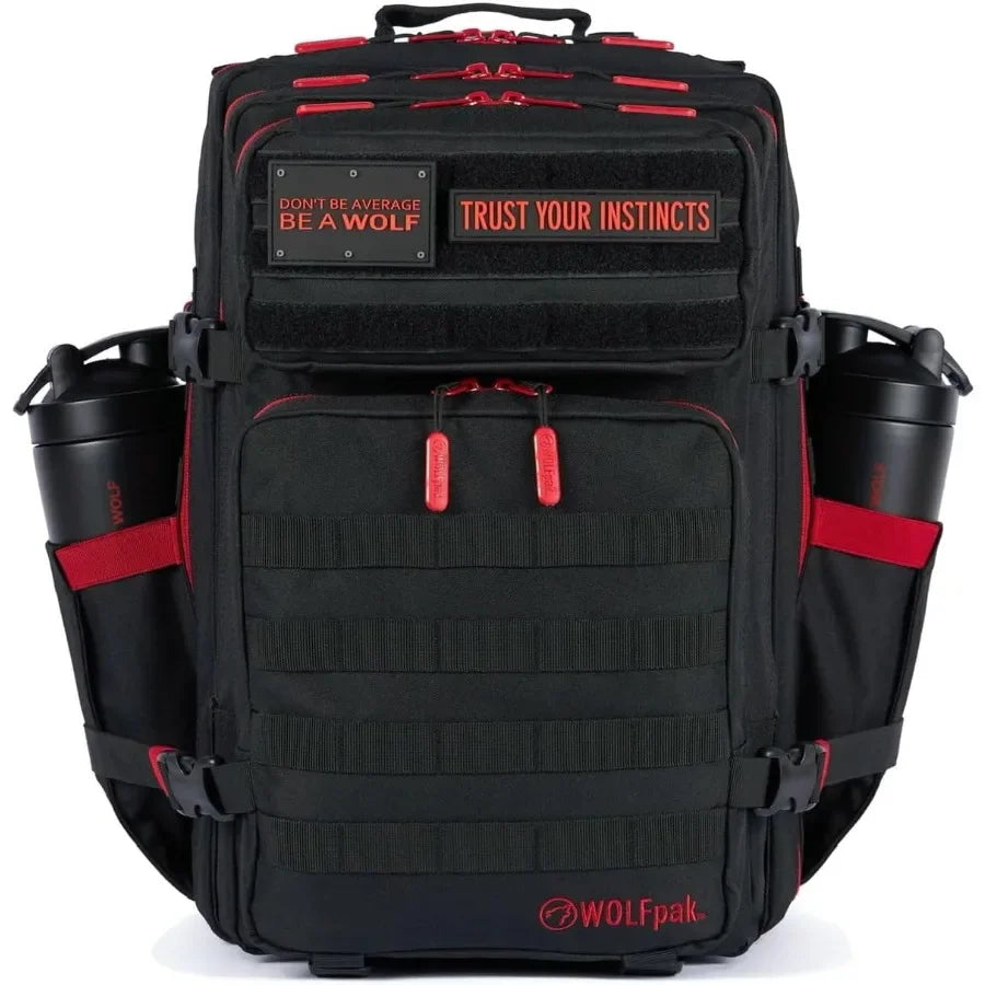 WOLFpak 45L Athletic Gym Backpack - Durable 1000D Waterproof Oxford Material with MOLLE Webbing Laptop Pocket and Dual Cup Hold