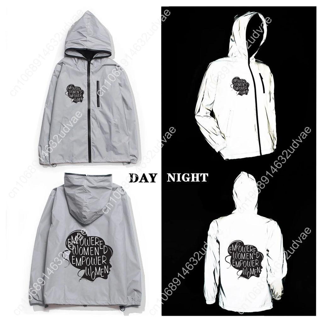 Empowered Women Empower Women Reflective Jacket Mens Womens Coat Hooded Windbreaker Runing Pocket Zipper Customized Hoodie