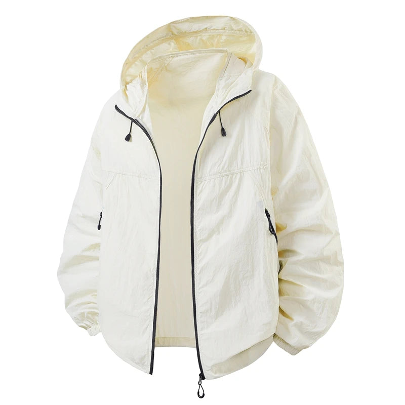 Lightweight Thin Ice Silk UV Protection Clothing for Men Summer Outdoor Sports Hooded Jaet Breathable Qui Dry Polyester F...