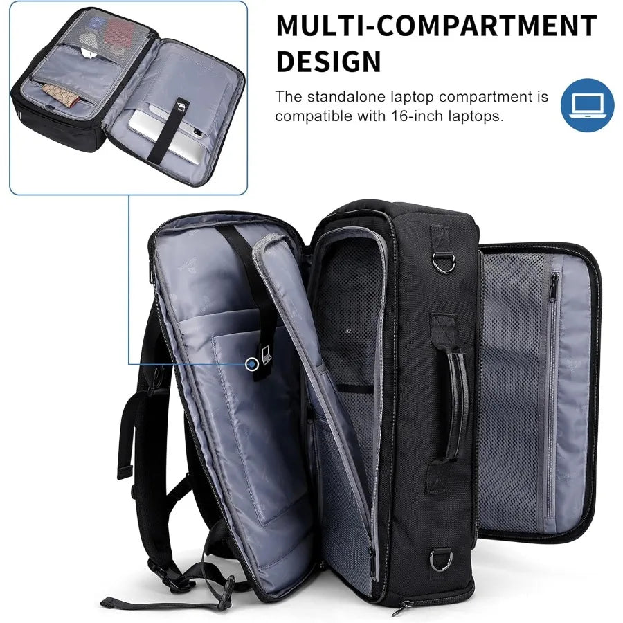 WITZMAN Travel Backpack for Men 35L Carry-on Laptop Backpack Luggage Fit 16 inch TSA Friendly Flight Approved with Shoe Compart