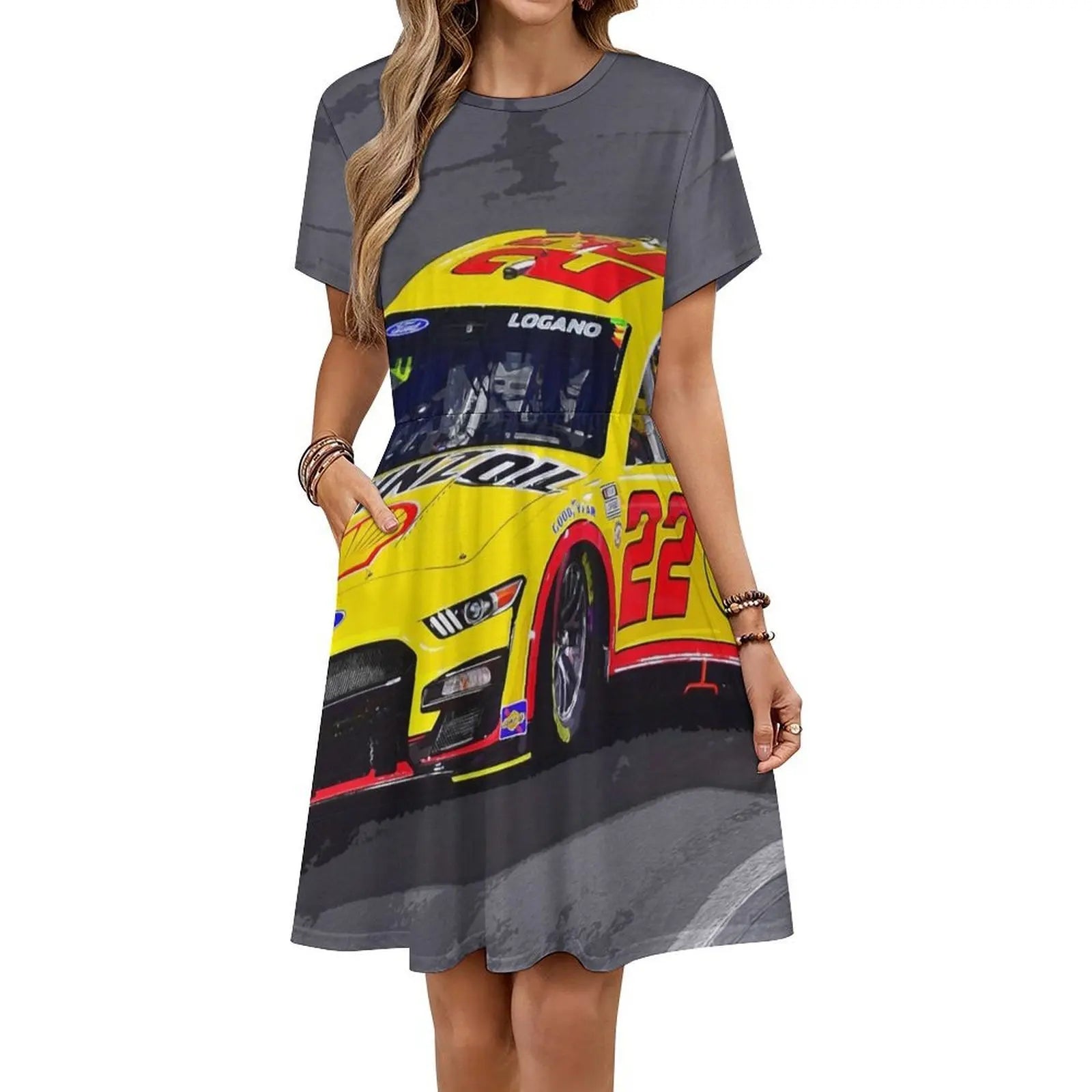 Joey Logano Racing His 2023 Racecar Korean Style Casual Dress For Women Simple Daily Office Lady Dresses Car Stock Racing