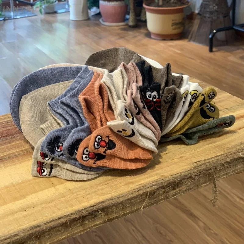 【No】Casual Funny Ankle Socks for Women - Fashion Novelty Design with Cute Embroidery Expressions