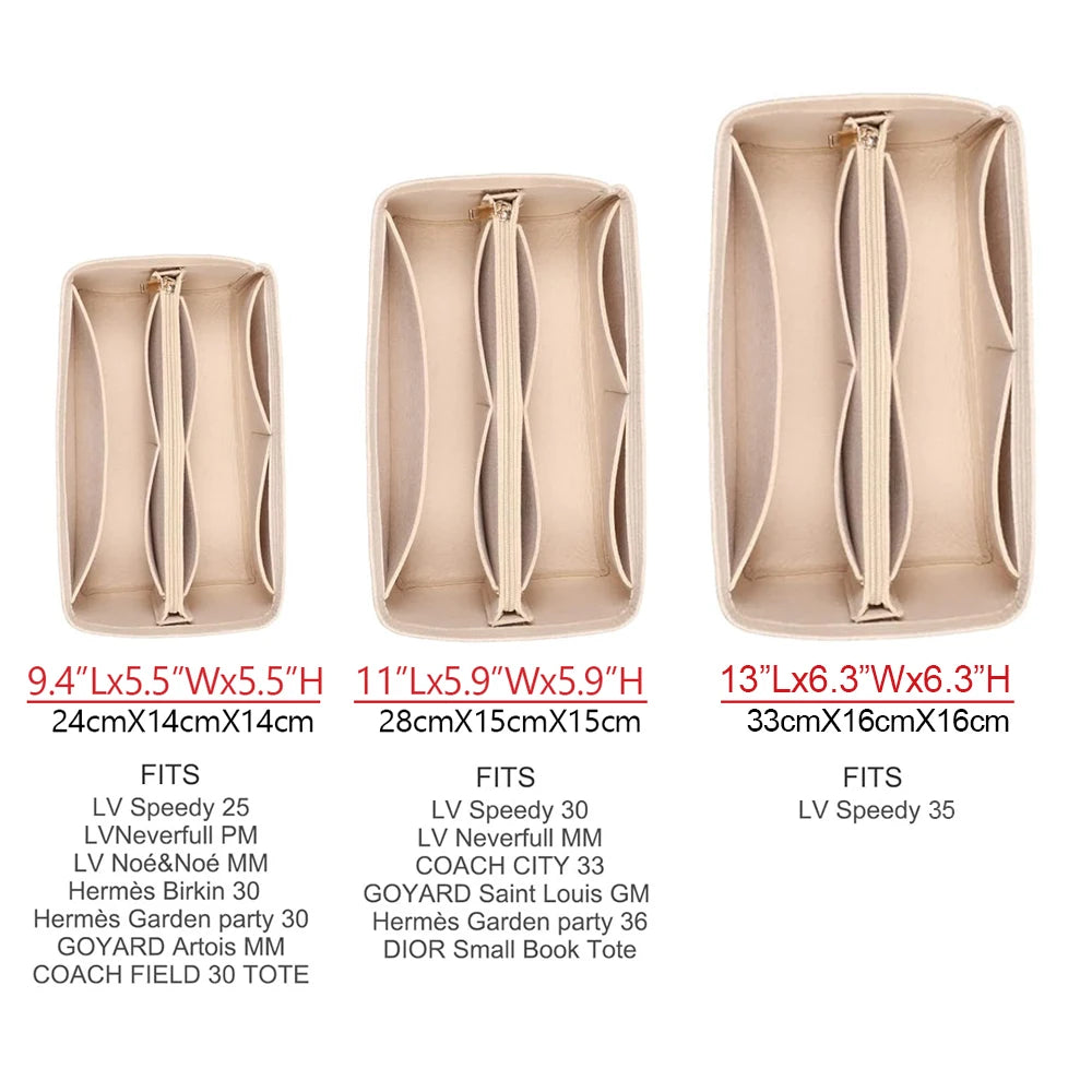 Felt Purse Organizer Insert for LV Neverfull PM, Speedy 25/30/35 Tote, Zippered Handbag Liner Shaper