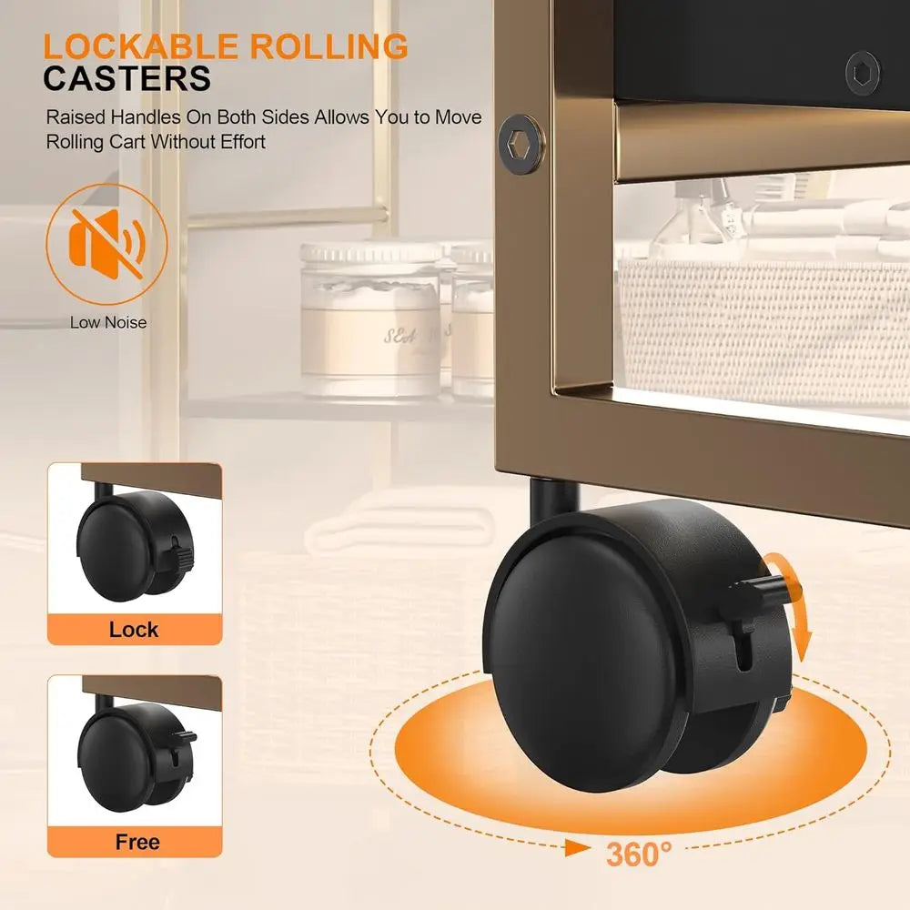 Mobile Beauty Cart with Lockable Wheels: Storage Drawers for Hair, Makeup, Spa, Massage, Lash, Tattoo, Pedicure Tools