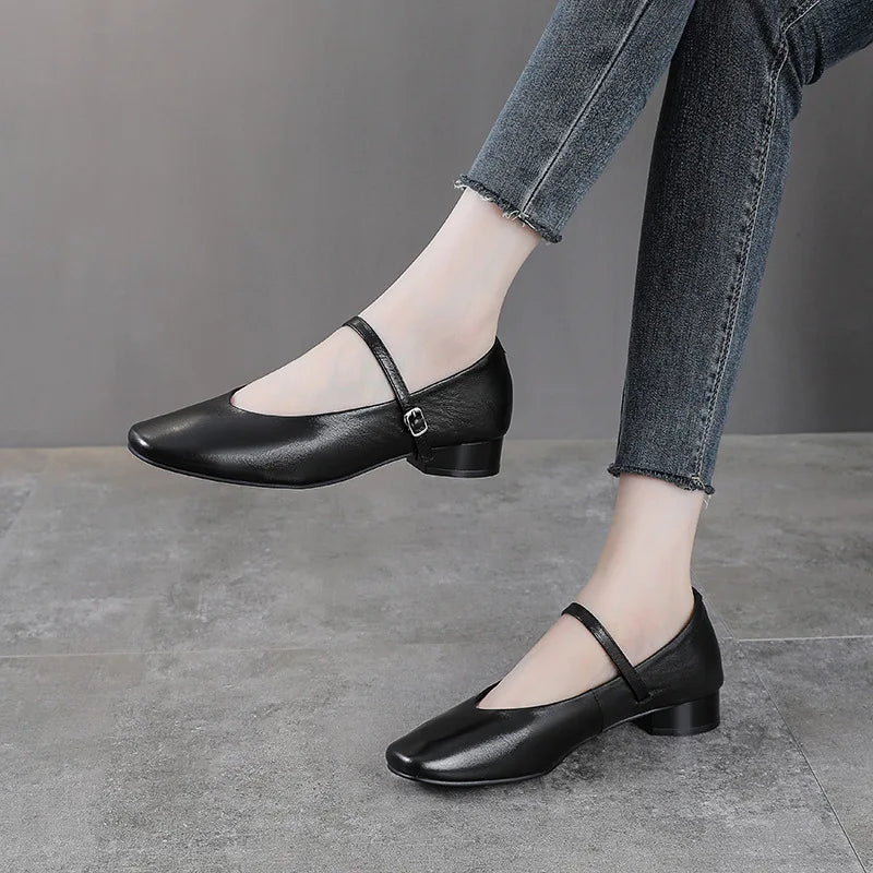 3cm Genuine Leather Hollow Rubber Shoes Platform Wedge High Brand Buckle Breathable Point Toe Slipper Sandals Flats Women