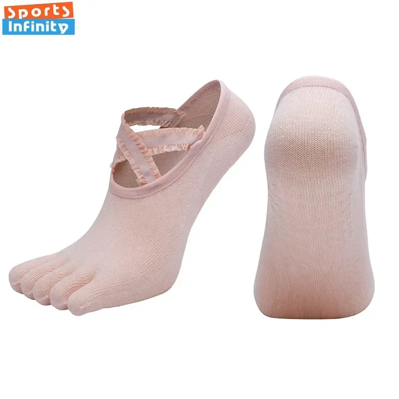 1 Pair Breathable Five Finger Yoga Socks for Women Split Toe Professional Pilates Socks Indoor Dance Floor Fitness Sports Socks