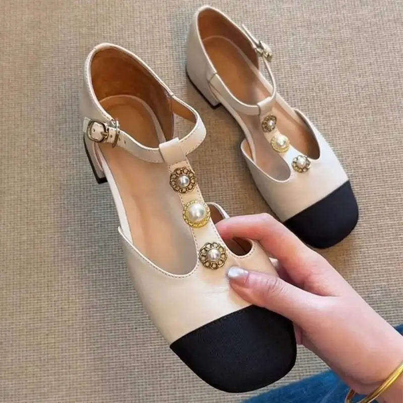 Women Square Toe Heeled Sandals Summer Shoes Fashion  New Designer Woman Trend Buckle Party Shoes Pumps Zapatillas De Mujer