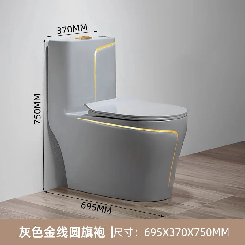 Modern Gold Line Colored One Piece Toilet and Sink Set  Toilet with TankTornado Flush Bathroom Wc Toilet Sanitary Ware