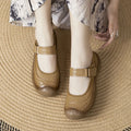 Autumn Top Cowhide Shallow Mouth Single Shoe For Women Retro Style Flat Bottomed Cow Tendon Soft Soled Mother's Shoes