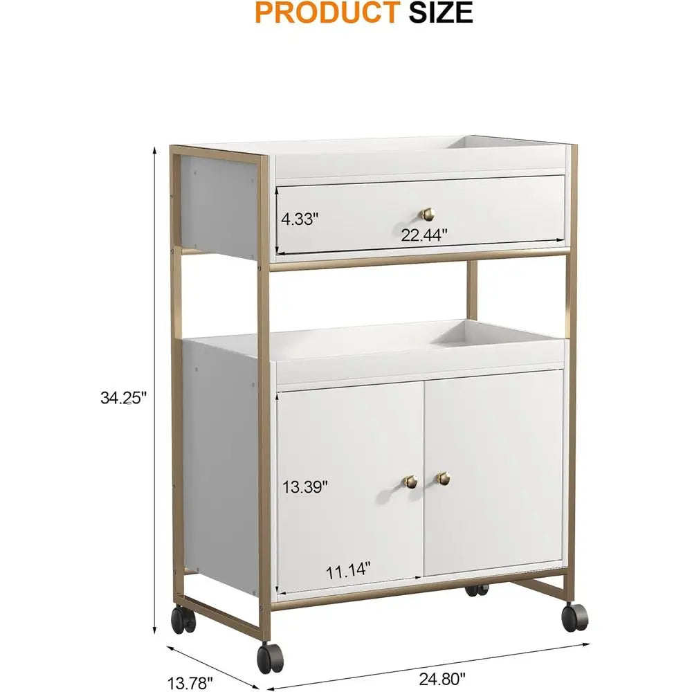 Mobile Beauty Cart with Lockable Wheels: Storage Drawers for Hair, Makeup, Spa, Massage, Lash, Tattoo, Pedicure Tools