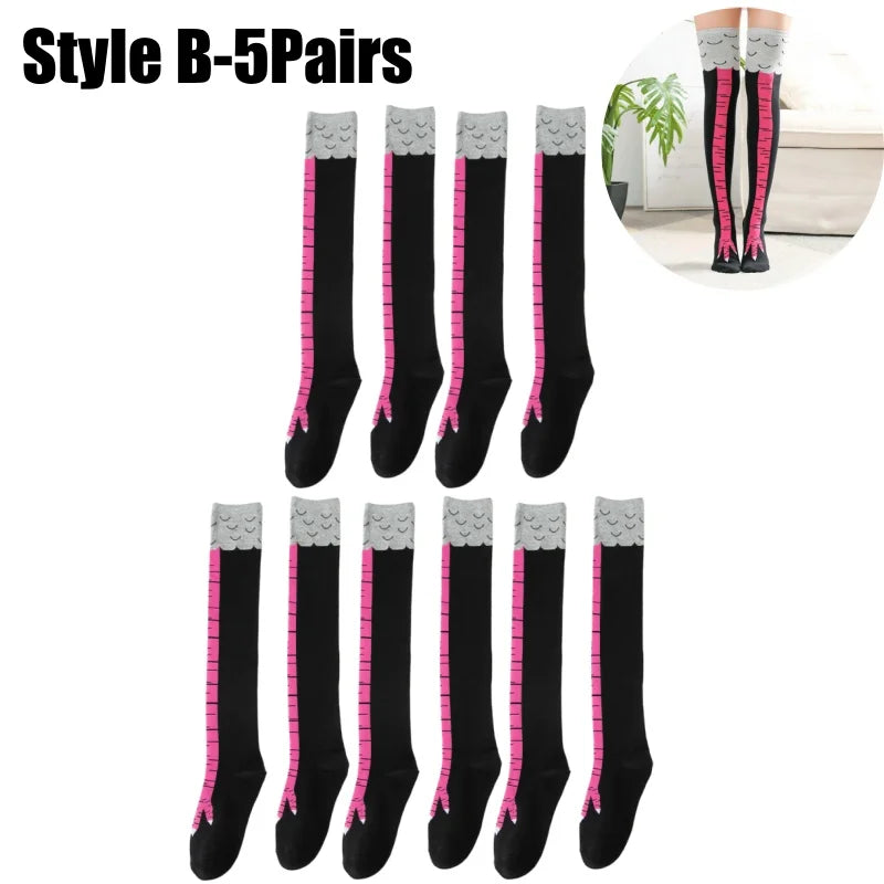 Funny Chicken Leg Socks for Adults Novelty Gifts for Halloween Party Knee High Slimming with Breathable Trendy Stockings