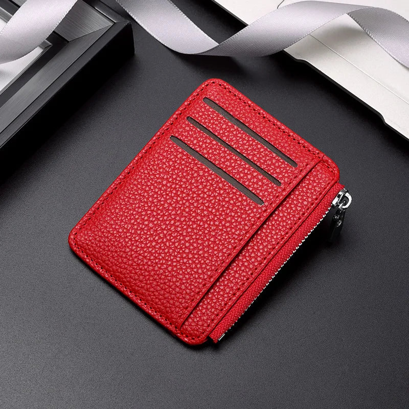 2025 New PU Leather Card Holder Wholesale: Compact Ultra-Thin Zipper ID Case, Short Coin Purse for Women, Best-Selling