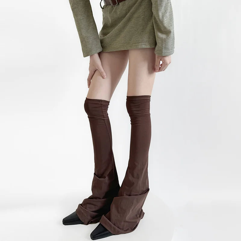 Y2K Leg Stockings Elasticity Slimming Knee Socks Japanese Style Spicy Femboy Over The Knee Horn Shaped Cuffs Sexy Accessories