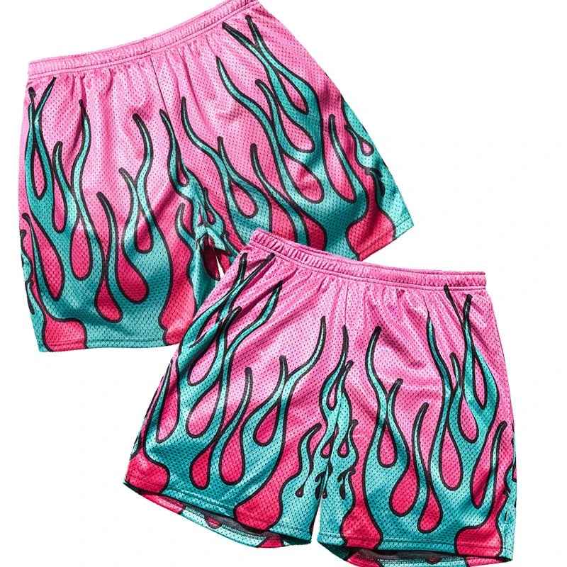 Fashion Gym Fitness Sports Men's Tiger Skull Retro Shorts Training Jogging Fast Dry Breathable Shorts Boxing Sports Beach Shorts