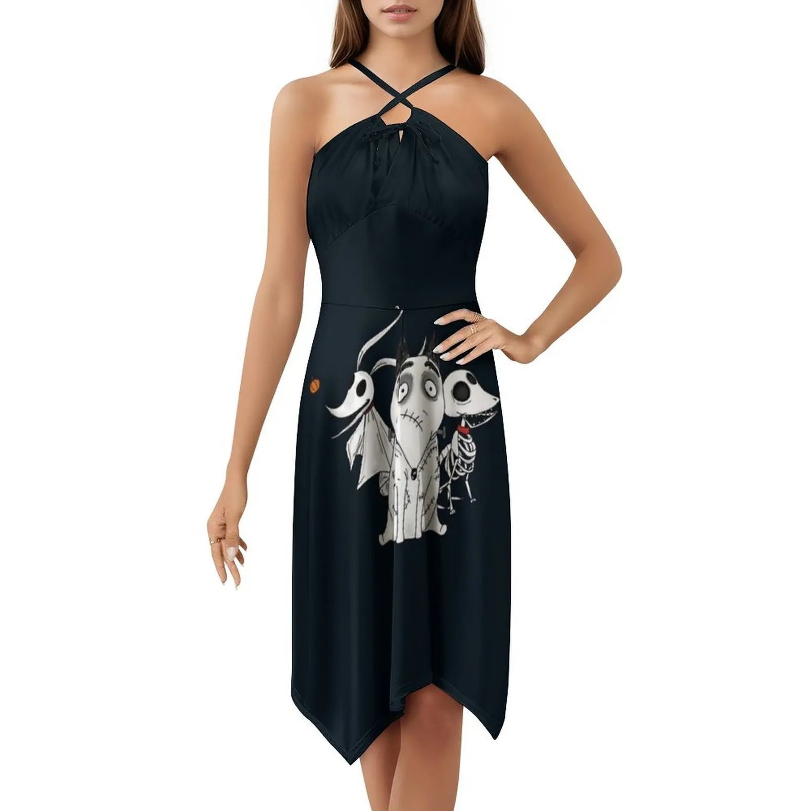 Zero Scraps And Sparky Dog Tim Burton Movies Women's Hip Hop Streetwear Dress Graphic Print Party Club Wear Corpse Bride Tim