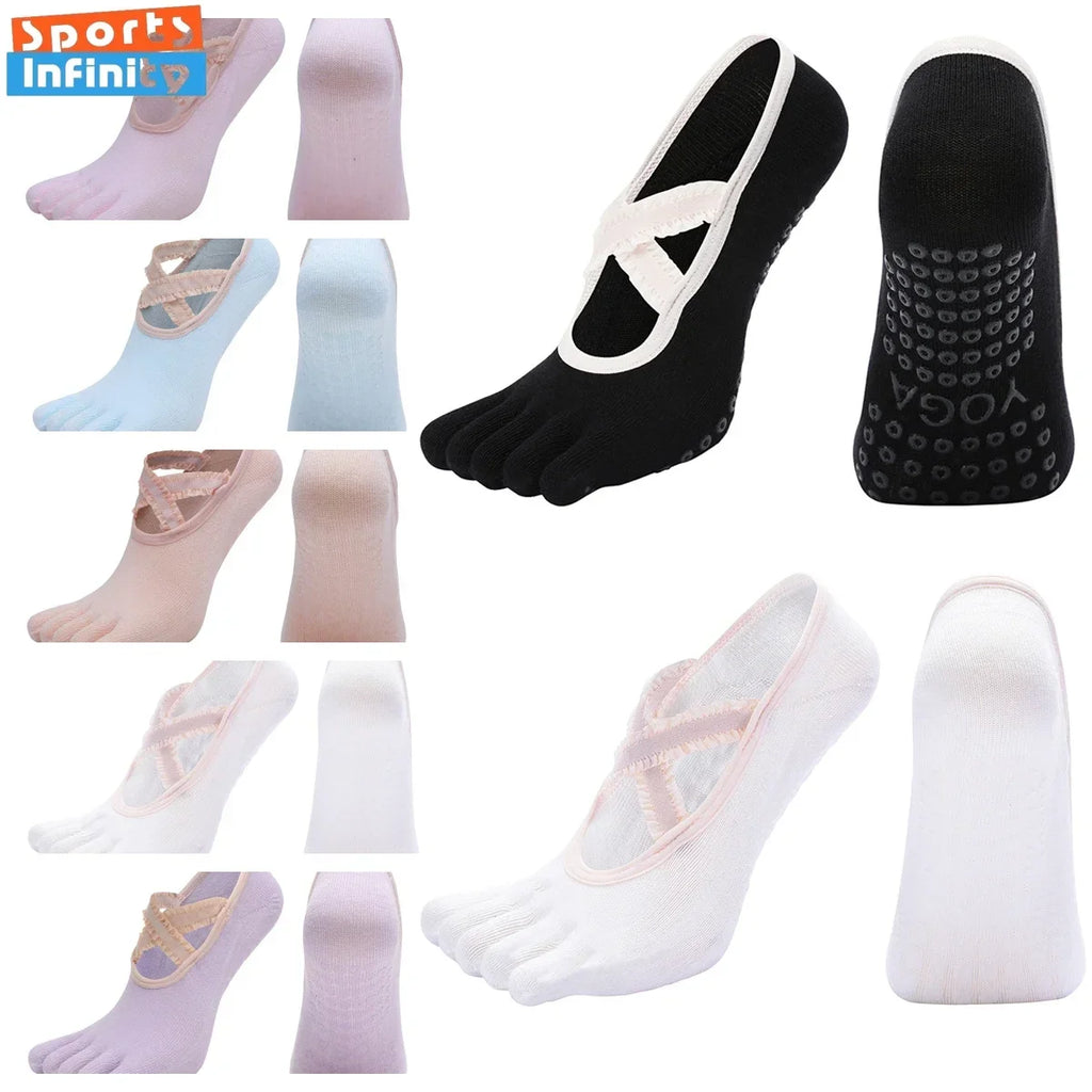 1 Pair Breathable Five Finger Yoga Socks for Women Split Toe Professional Pilates Socks Indoor Dance Floor Fitness Sports Socks