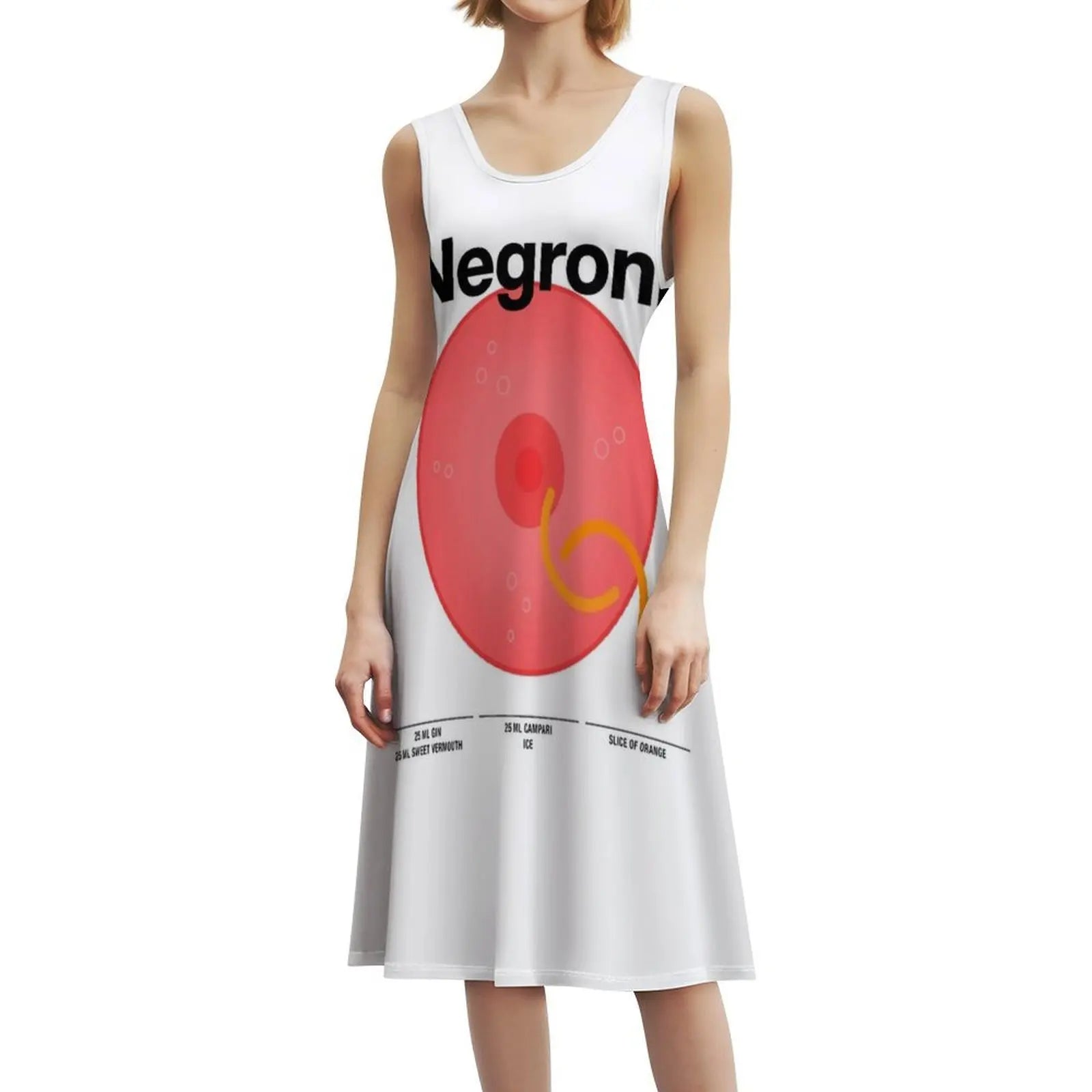 Cocktail Mixology For The House Bar " Negroni " Vintage Bohemian Dress Puff Sleeve Or Sleeveless Options For Women Dress