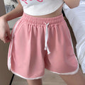 Woman Summer High Waist Korean Baggy Shorts Girls Elastic Casual Lace Up Y2k Slacks Female Loose Clothes Black Pink Gray Joggers