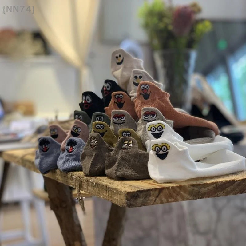 【No】Casual Funny Ankle Socks for Women - Fashion Novelty Design with Cute Embroidery Expressions
