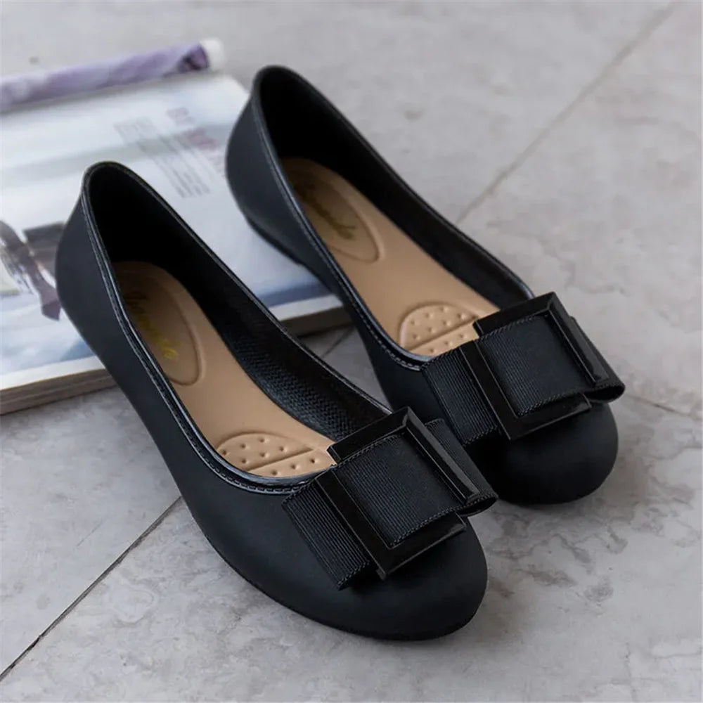 zapatos de mujer women fashion anti skid rubber round toe comfort slip on bow tie flat shoes lady classic comfort loafers c605