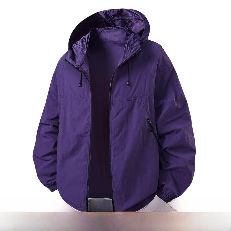 Lightweight Thin Ice Silk UV Protection Clothing for Men Summer Outdoor Sports Hooded Jaet Breathable Qui Dry Polyester F...