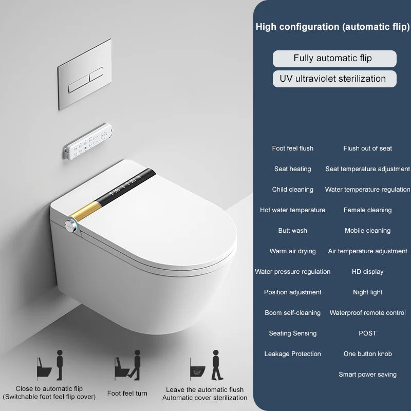 Manual Flip Auto Flushing Smart Wc Intelligent Pregnant Woman Hanging Electronic Toilet