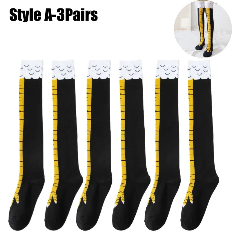 Funny Chicken Leg Socks for Adults Novelty Gifts for Halloween Party Knee High Slimming with Breathable Trendy Stockings