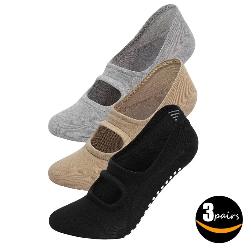 【 3 Pair Set 】Backless Yoga Socks Women Anti Slip Professional Pilates Socks Indoor Ballet Dance Fitness Sports Socks Women