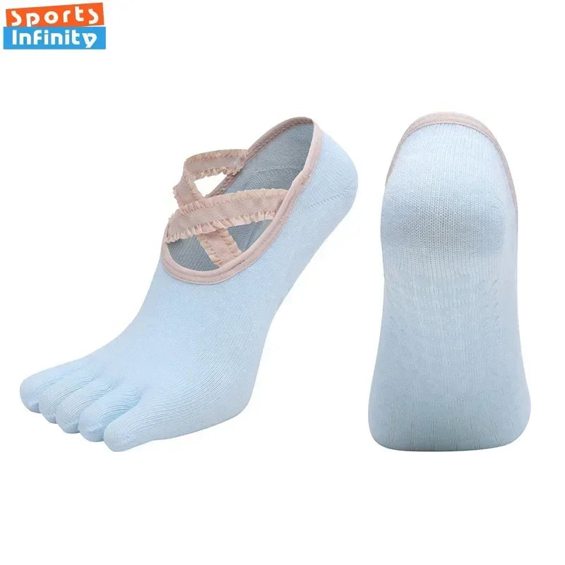 1 Pair Breathable Five Finger Yoga Socks for Women Split Toe Professional Pilates Socks Indoor Dance Floor Fitness Sports Socks