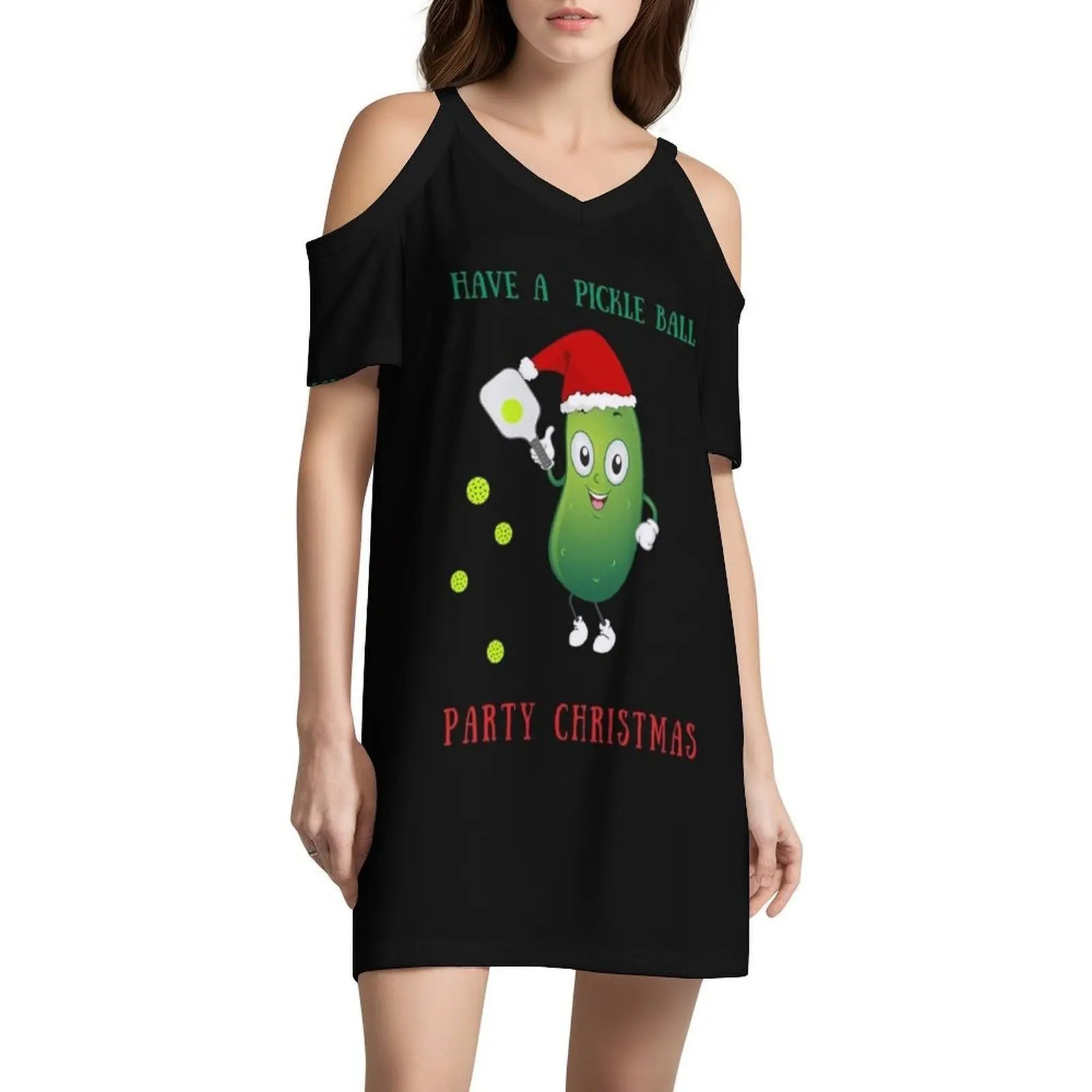 Have A Pickle Ball Party Christmas Korean Style Dress For Women Elegant Casual Dress For Party Or Daily Wear Marvacousins246