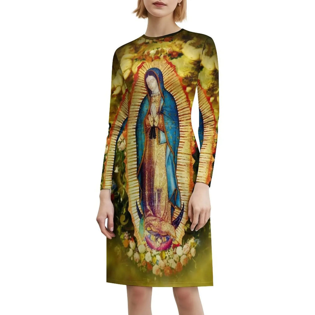 Our Lady Of Guadalupe Mexican Virgin Mary Mexico Aztec Women's Streetwear Party Dress Trendy Print Club Clothing For Female