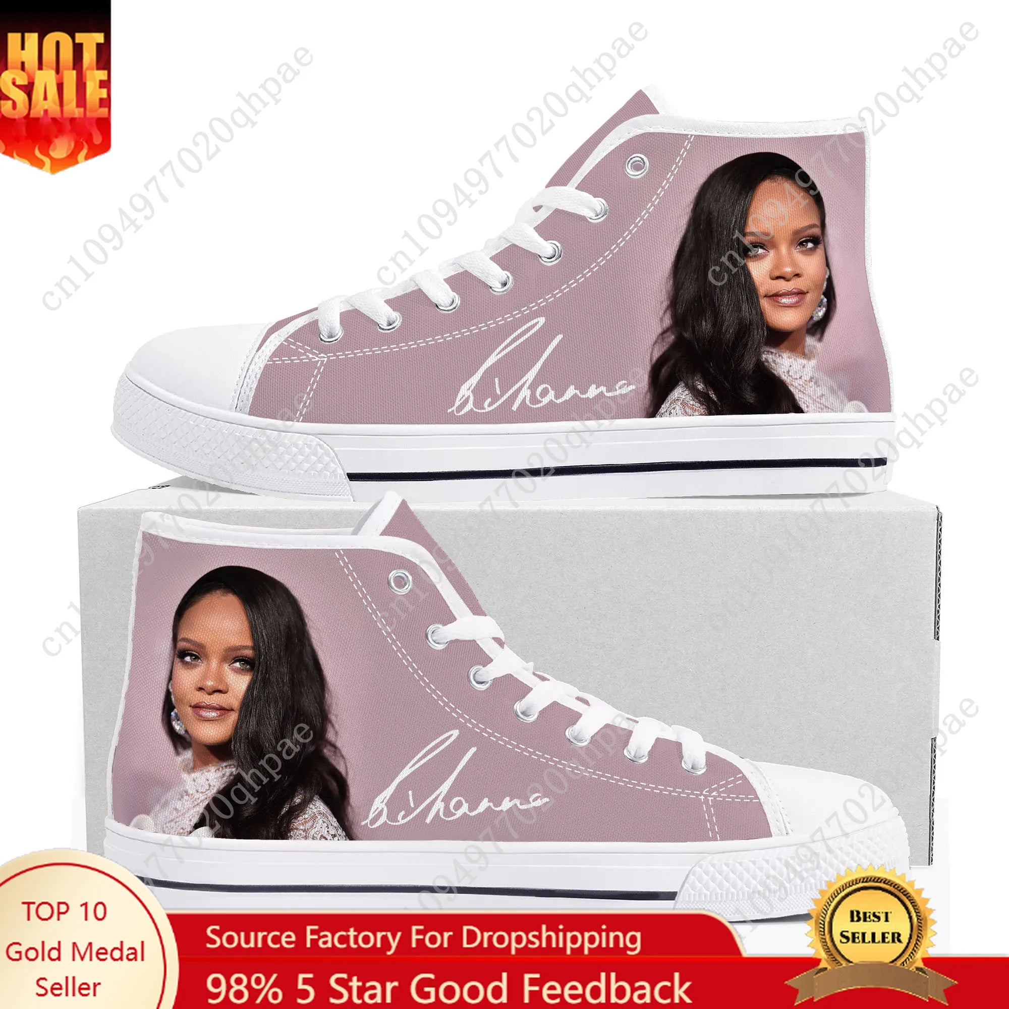 R-Rihanna High Top Sneakers Mens Womens Teenager High Quality Canvas Sneaker 3D Print Casual Couple Shoes Personalized Shoe